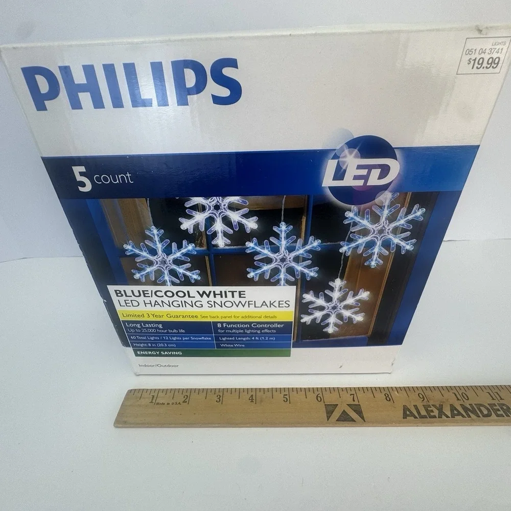 PHILIPS 2011 CHRISTMAS SNOWLAKES LED STRING LIGHT SHOW~TWINKLE FADING 8 FUNCTION
